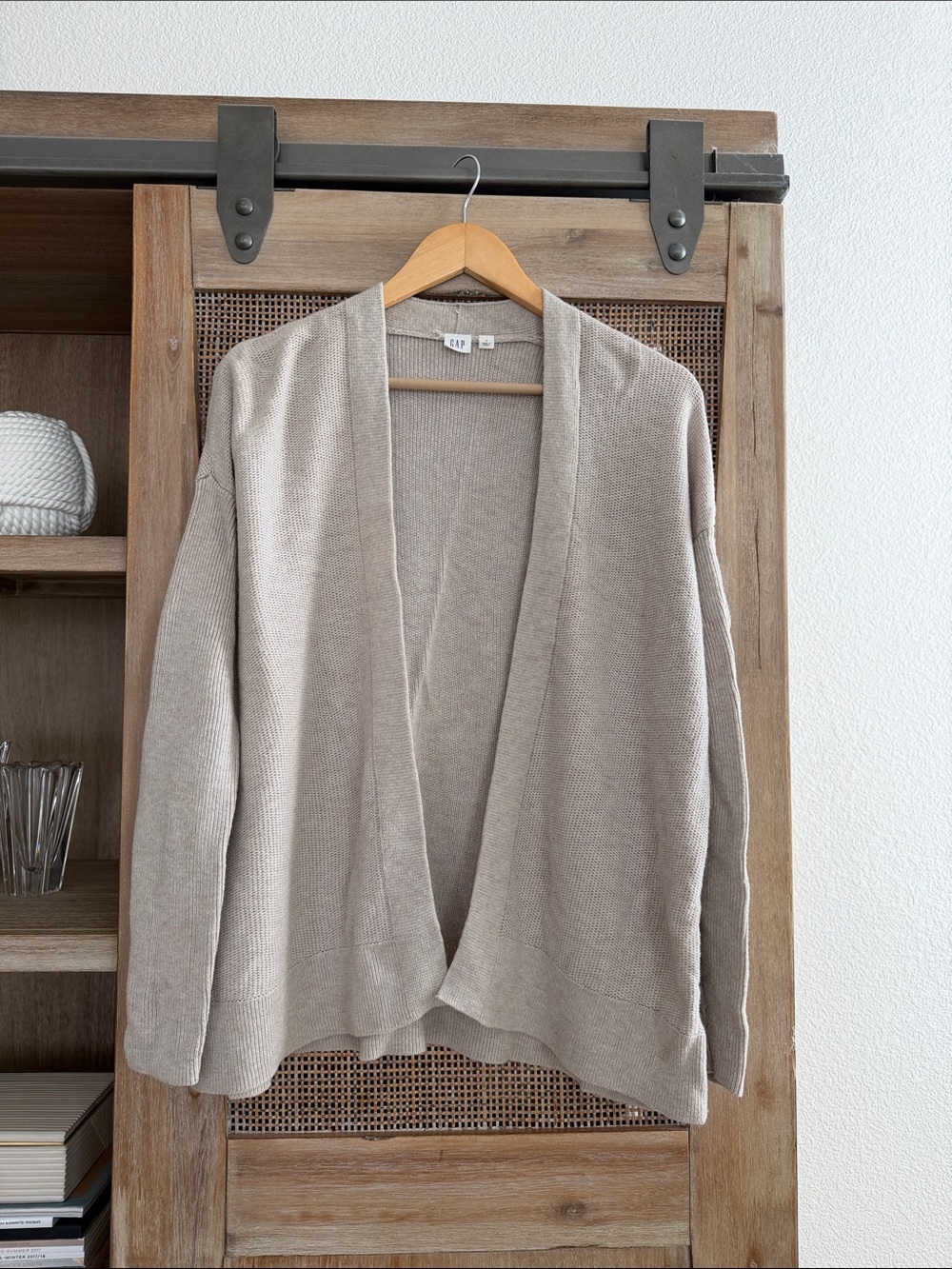 GAP Open-Front Cardigan in Taupe